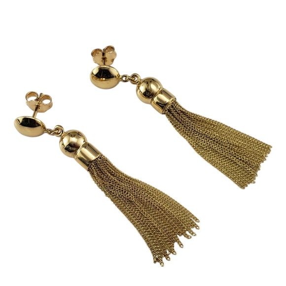 18 Karat Yellow Gold Dangle Chain Tassel Earrings #21224 - Picture 5 of 8
